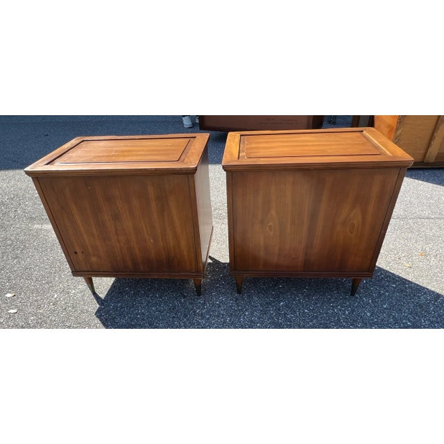 Wood Pair Widdicomb Campaign Style Solid Cherry Brass Pulls Night Stands Tables For Sale - Image 7 of 9