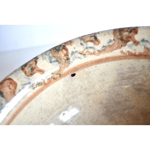 Ceramic Antique 19th-Century Brown & Blue Spongeware Bowl For Sale - Image 7 of 10
