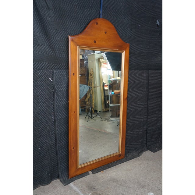 Late 20th Century French Country Knotty Pine Camelback Wall Hanging Full Length Dressing Mirror For Sale - Image 10 of 13
