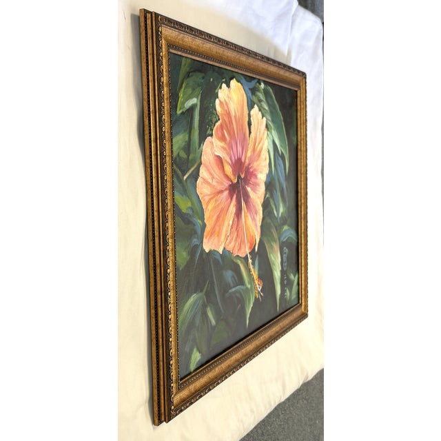 Original Signed and Framed Painting on Canvas 'Pretty Hibiscus' For Sale - Image 9 of 14