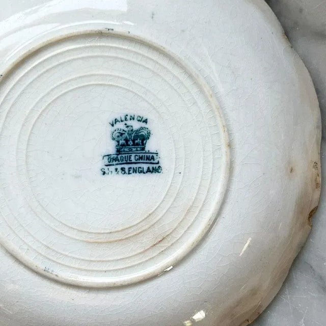 Ceramic Antique English Sampson Hancock & Sons Saucer Set in Flow Blue Valencia - Set of 4 For Sale - Image 7 of 11