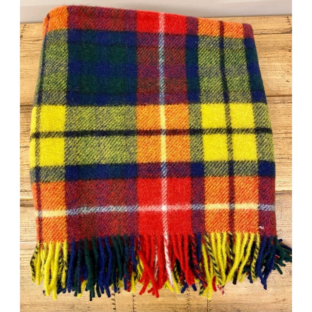 Merino Lambswool Knee Rug /Blanket in a Multi Color Plaid Pattern - Made in England For Sale - Image 4 of 8