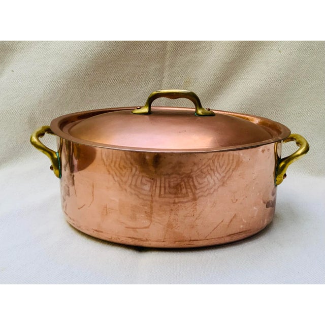 Vintage Mauviel Copper Oval Roasting Pan With Domed Lid - French Cookware C. 1950 For Sale - Image 13 of 18