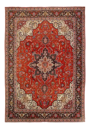 Red Color Fine Hand Knotted Silk & Wool Heriz Design 8'2'' X 11'7''