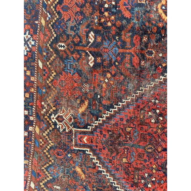 Blue Antique Distressed Shiraz Rug, 1890s For Sale - Image 8 of 18