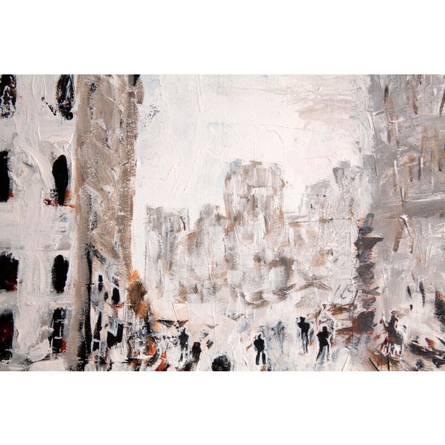 Textile Oil Painting Dog Walking in the City For Sale - Image 7 of 10