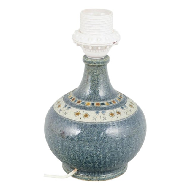 Green Glazed Textured Stoneware Table Lamp by Yngve Blixt for Höganäs, 1970s For Sale