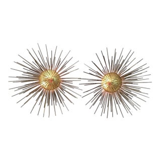 Gilded Starburst Sconces - a Pair For Sale