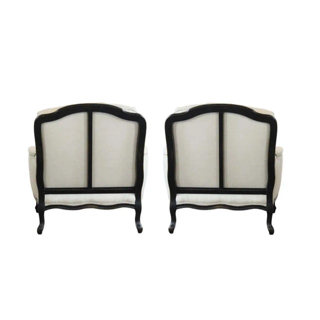 1950s Large French Louis XV Style Bergères with Ottomans - 2 Sets For Sale - Image 5 of 6