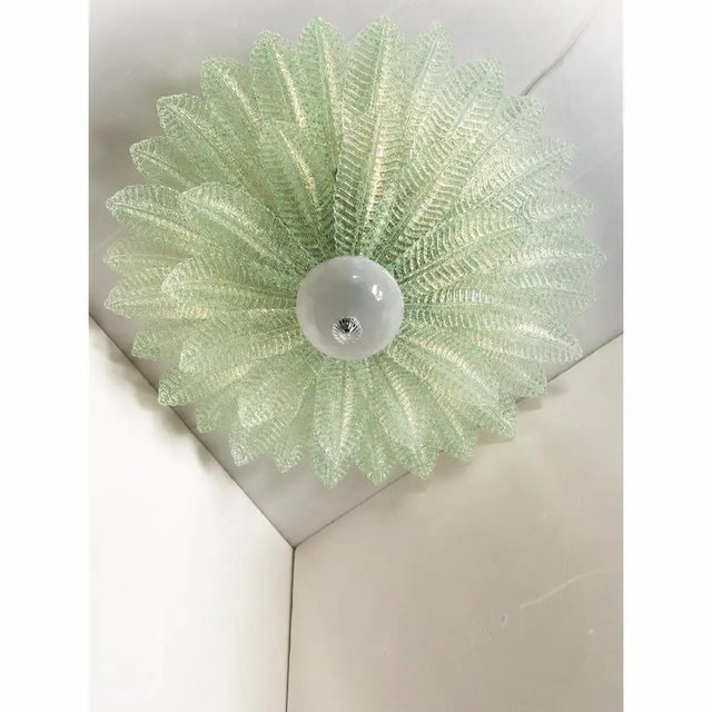Contemporary Venetian Leaves Flush Mount in Green Murano Glass by Simoeng For Sale - Image 3 of 6