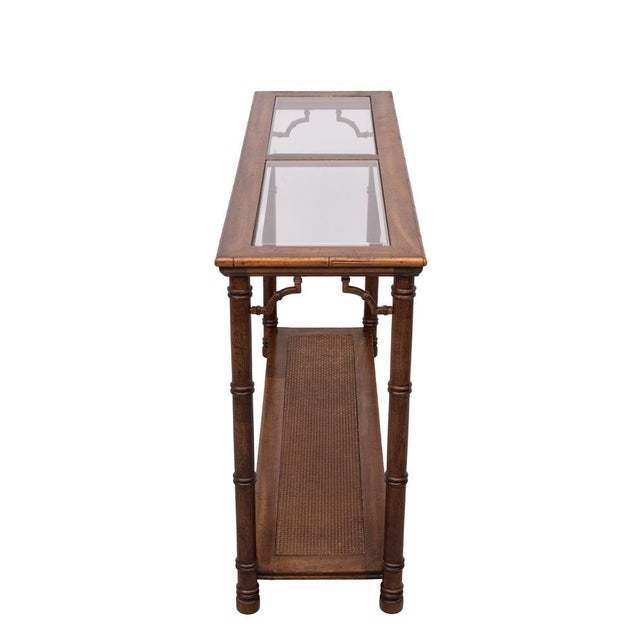 Chippendale Chinese Console Table in Faux Bamboo, 1970s For Sale - Image 6 of 11