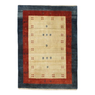 Vintage Hand-Knotted Persian Lori Gabbeh Rug 3'5" X 5'0" For Sale