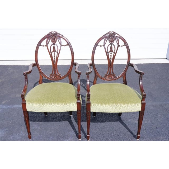 Wood 12 Adams Style Carved Mahogany Dining Chairs C. 1960's For Sale - Image 7 of 15