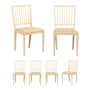 Mid 20th Century Swedish Side Chairs, Cream Finish - Set of 6