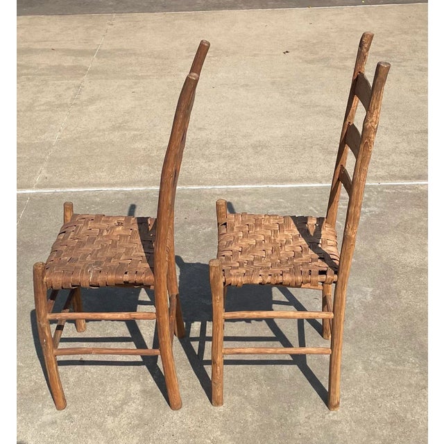 Farmhouse Antique Hand Crafted Ladder Back Chairs - a Pair For Sale - Image 3 of 12
