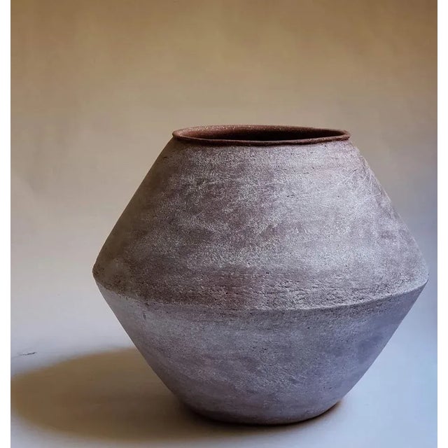 Red Stoneware Sfondyli I Vase by Elena Vasilantonaki Unique Dimensions: ⌀ 30 x H 25 cm (Dimensions may vary) Materials:...