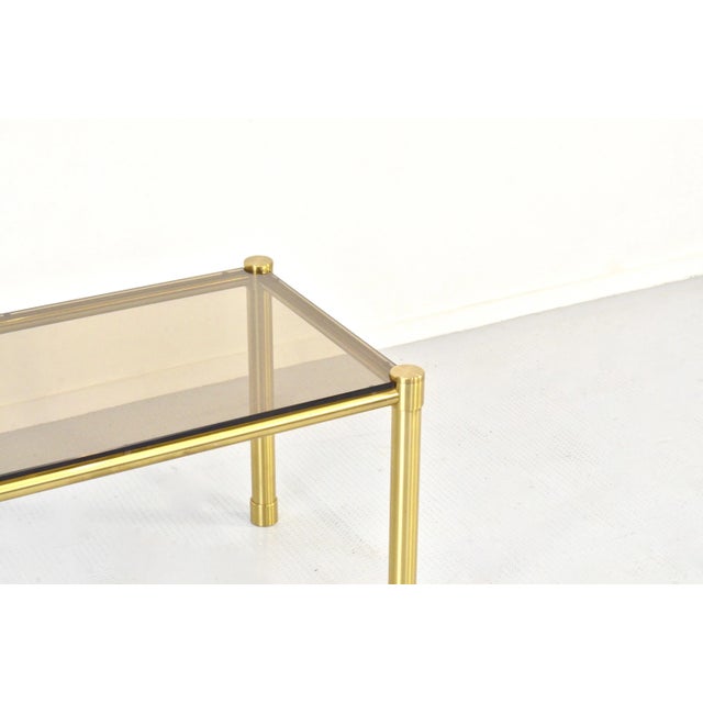 Mid-Century Modern Tubular Brass and Smoked Glass Coffee Table, 1960s For Sale - Image 3 of 9
