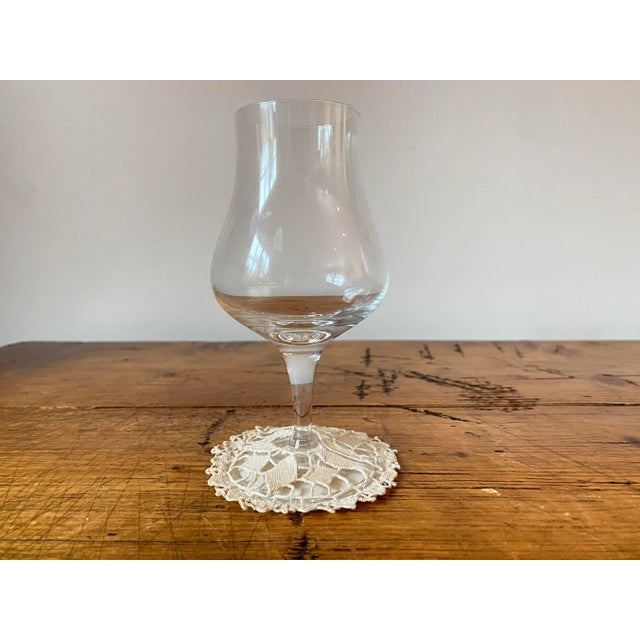 Vintage Hand Tatted & Linen Slip-on Wine Coasters, Set of 4. The lace is hand sewn onto a linen backing. Very sweet. These...