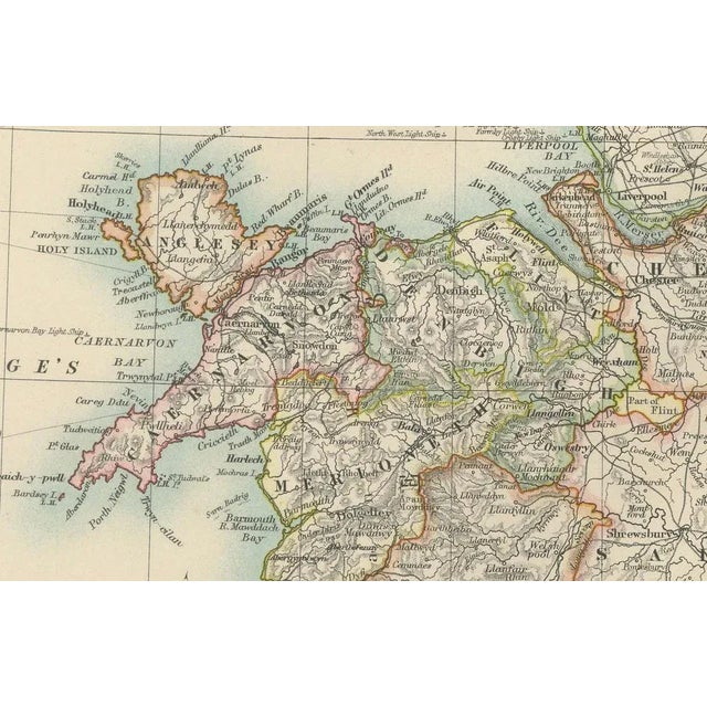 Title: Antique Map of England and Wales, 1903, with Detailed Counties and Railways : This beautifully detailed antique...