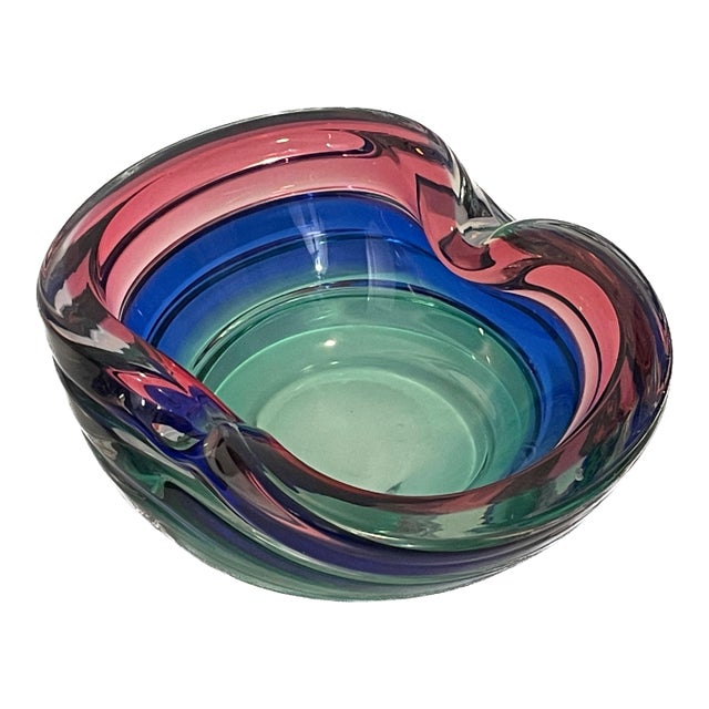 1960s Mid-Century Tricolor Murano Glass Geode Bowl Attributed to Archimede Seguso For Sale