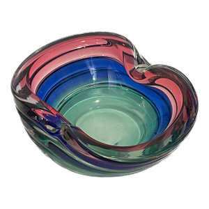 1960s Mid-Century Tricolor Murano Glass Geode Bowl Attributed to Archimede Seguso