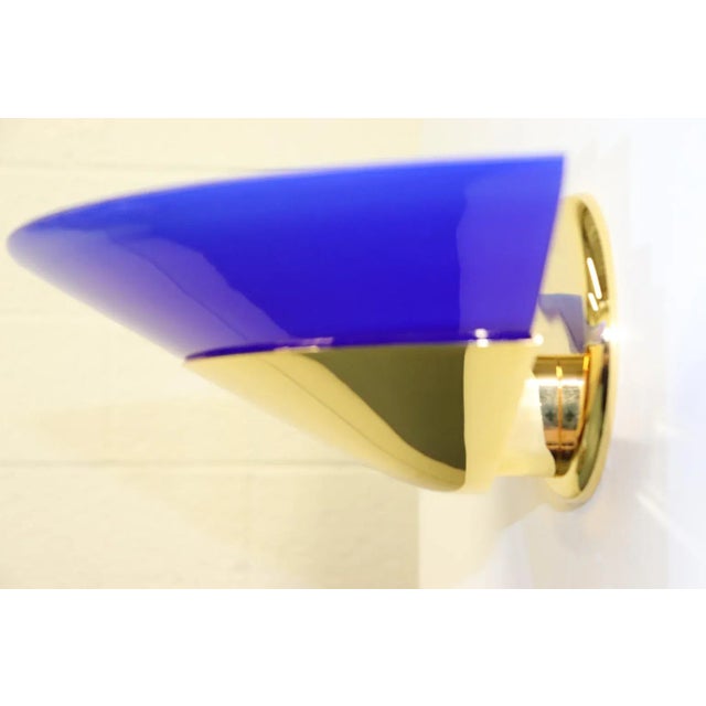1990s "Mezzo Alo" Wall Lamp Murano Blue Glass For Sale In New York - Image 6 of 11