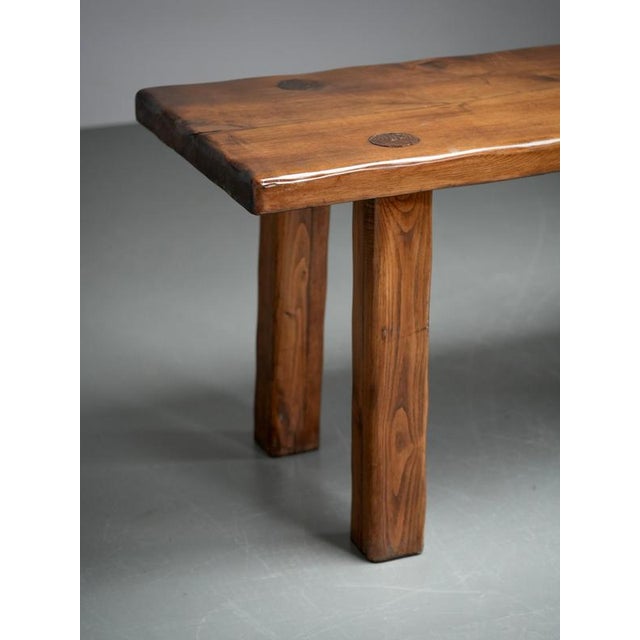 1970s Brutalist Dining Room Set in Pine, 1970s, Set of 7 For Sale - Image 5 of 7