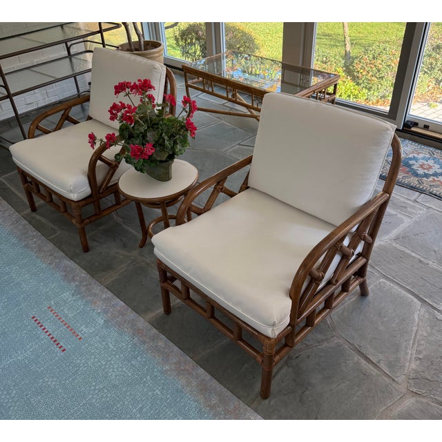 Mid-Century Modern Seven Piece Vintage Set of Clark Casual Bamboo Rattan Furniture For Sale - Image 3 of 18