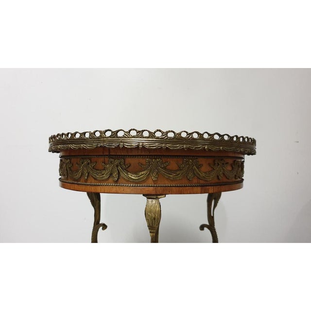 Brown Vintage French Brass Mounted Table For Sale - Image 8 of 11