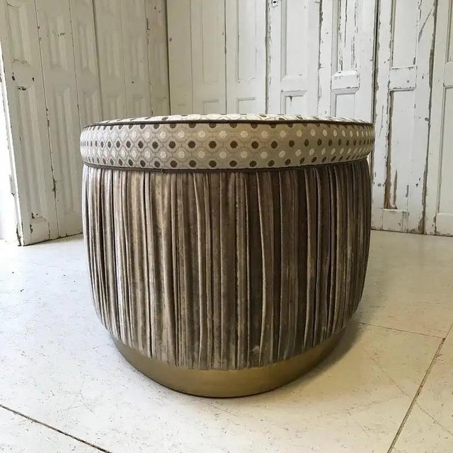 Large Vintage Ottoman in Fabric For Sale - Image 4 of 10