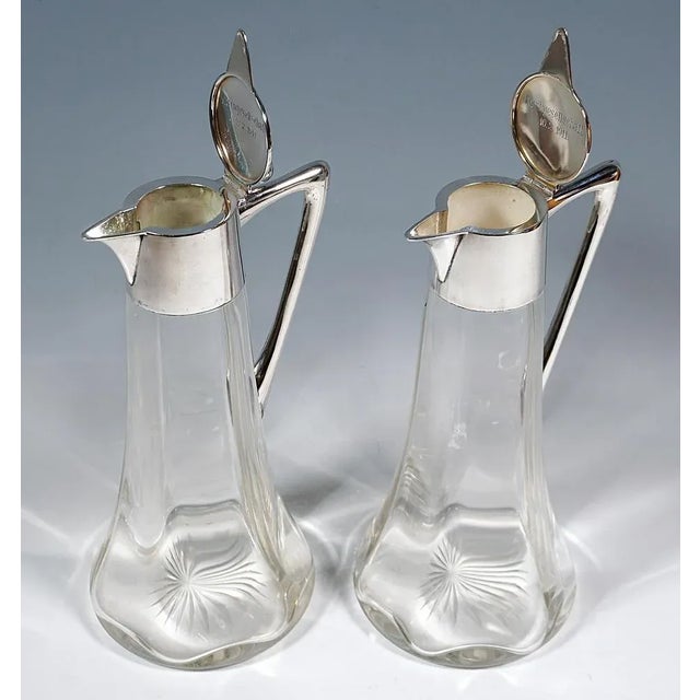 Art Nouveau Glass Decanter with Silver Fittings from Wilhelm Binder, Germany, 1890s, Set of 2 For Sale - Image 4 of 8