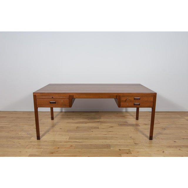 Mid-Century Teak Desk by Ejner Larsen & Aksel Bender Madsen for Willy Beck, Denmark, 1950s For Sale - Image 4 of 18