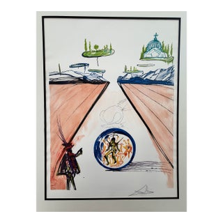Late 20th Century Large Surrealist, Figural Landscape Print Numbered Edition, 159/250 After Salvador Dali For Sale