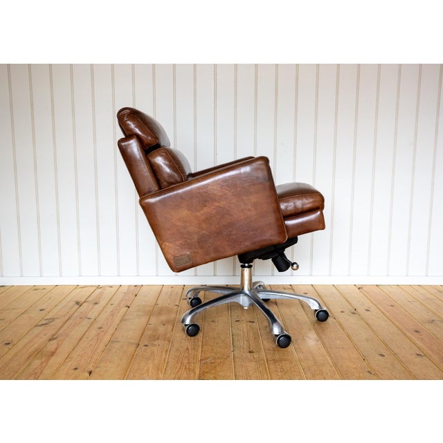 Silver Leather Executive Desk Swivel Chair in Cigar Leather by Timothy Oulton for Halo, 2010s For Sale - Image 8 of 18