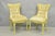 Vintage French Hollywood Regency Yellow Tufted Drape Carved Side Chairs - A Pair For Sale - Image 15 of 16