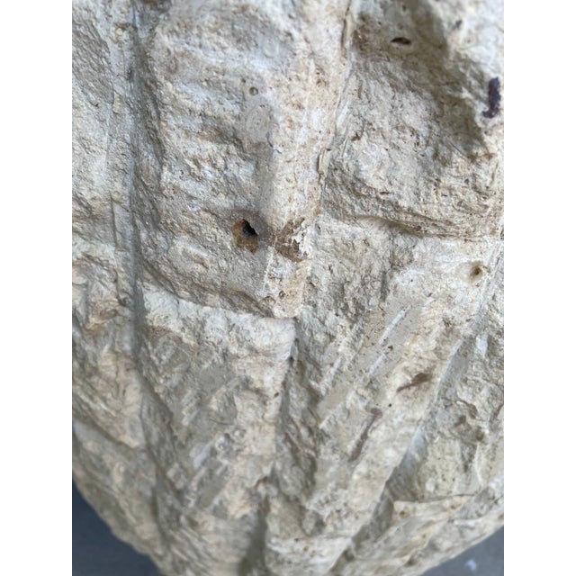 Off-white Vintage 1980s Postmodern Tessellated Mactan Stone Large Floor Vase 37" For Sale - Image 8 of 9
