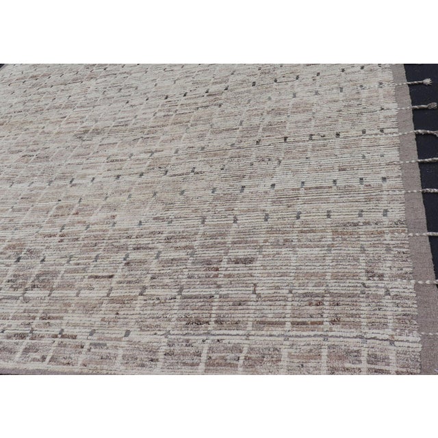 Taupe Modern Moroccan Rug With All-Over Design in Muted Tones by Keivan Woven Arts For Sale - Image 8 of 12