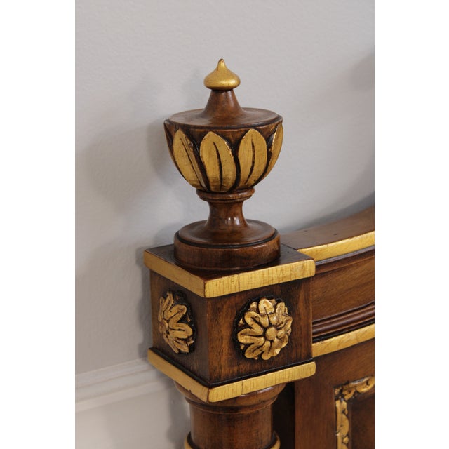 1990s Karges King Size Walnut Gold Gilt Bed Headboard For Sale - Image 5 of 16