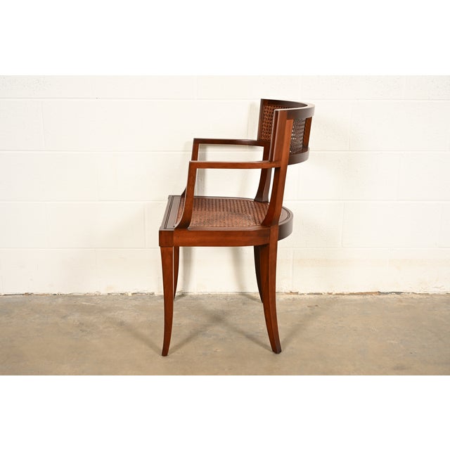 Michael Taylor for Baker Furniture Klismos Cherry Wood and Cane Armchair, Newly Refinished For Sale - Image 13 of 15