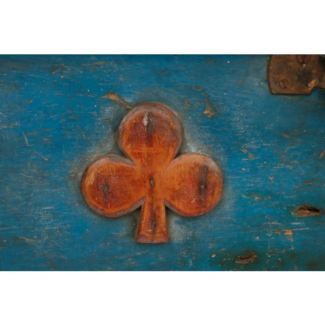 Wood Early 20th Century Primitive Blue Blanket Chest For Sale - Image 7 of 11