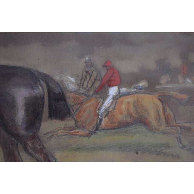 Late 19th Century Jockey W/ White/ Blue Polka Dot Silks Steeplechase Watercolour by George Finch Mason For Sale - Image 5 of 5