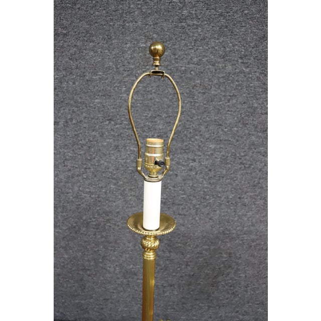 Metal Pair of Solid Brass Trifoot Table Lamps For Sale - Image 7 of 11