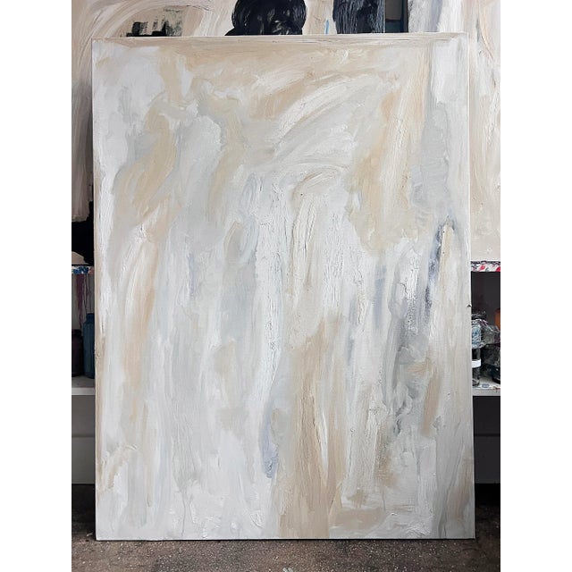 "See Me Now" is a monochromatic abstract oil painting by contemporary artist Monica Shulman. This thickly layered, impasto...