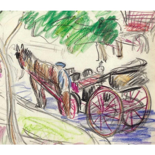 Grace Spongberg (American, 1906-1992) "Quebec" Canadian oil pastel on paper, titled on reverse, estate stamp on reverse....