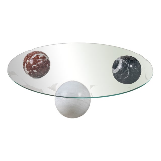 Italian Table with Tricolor Marble Spheres, 1990s For Sale