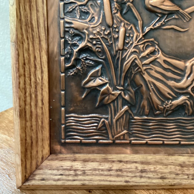 Vintage Copper Embossed Wall Hanging Art Plaque Bird Albert Gilles Signed Chairish