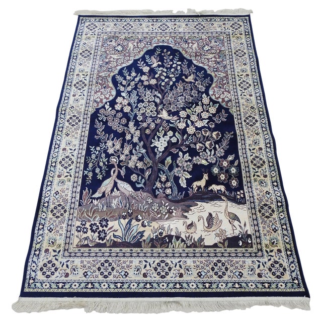 Silk Tapestry Rug From Mid-20th Century For Sale