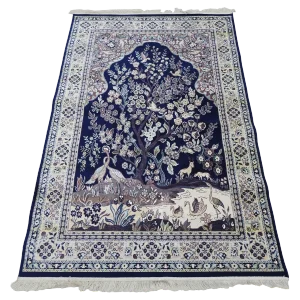 Silk Tapestry Rug From Mid-20th Century