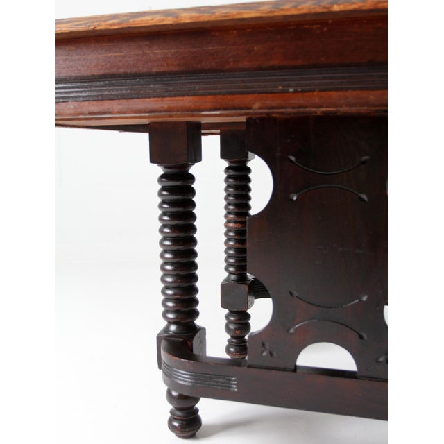 Wood Antique Jacobean Revival Barley Twist Square Table For Sale - Image 7 of 18