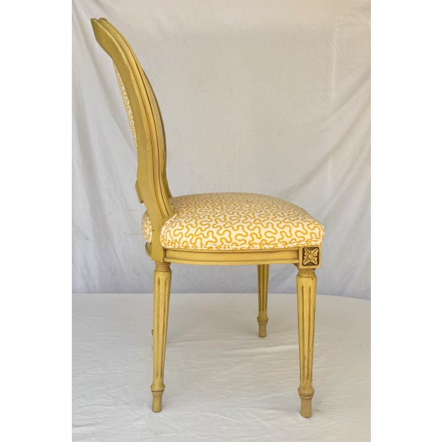 Keith Haring Late 20th Century Louis XVI Yellow Upholstered Side Chair For Sale - Image 4 of 10